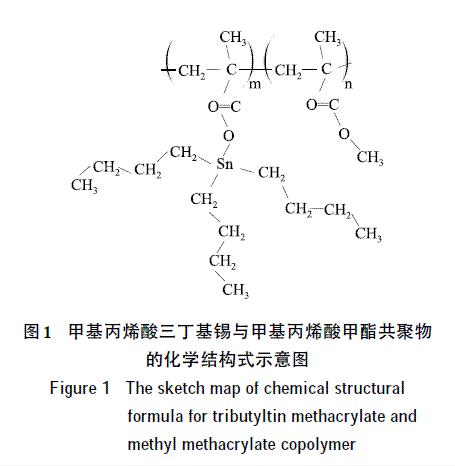 图1 甲基丙烯酸三丁基锡与甲基丙烯酸甲酯共聚物的化学结构式示意图